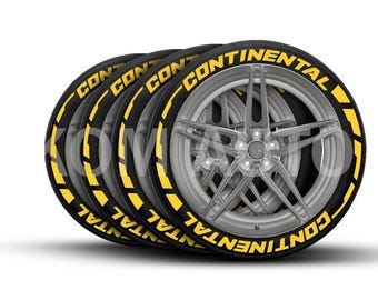 Continental Stripe Permanent Sticker Tire Stickers Tire Letters 1.25'' For All 4 Tires 8pcs