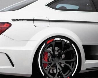 AMG Stripe Permanent Sticker Tire Stickers Tire Letters 1.25'' For All 4 Tires 8pcs