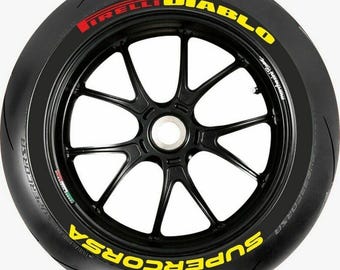 Pegatinas permanentes para neumáticos Diablo Supercorsa, accesorios para motocicleta, letras de 0,75 pulgadas para todos los neumáticos, 8 unidades