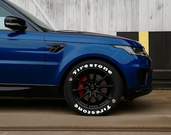 Pegatinas permanentes Firestone para neumáticos, letras para neumáticos de 1.25'' para los 4 neumáticos, 8 unidades.