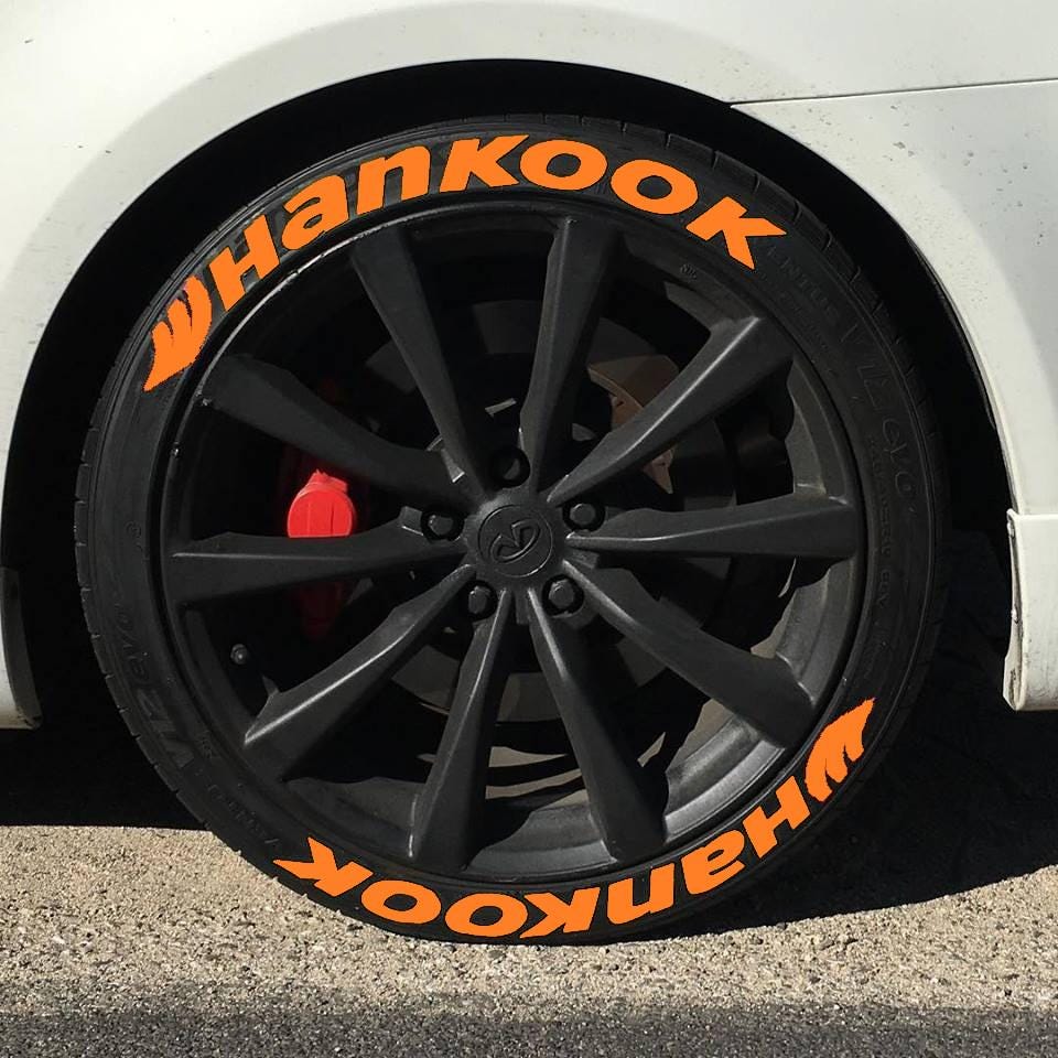 4 Pcs Hankook Permanent Tire Lettering Stickers - 1.25 Inch Rubber Letters For 15-24 Inch Wheels