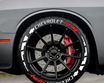 Chevrolet Racing Stripe Permanent Sticker Tire Stickers Tire Letters 1.25'' For All 4 Tires 8pcs