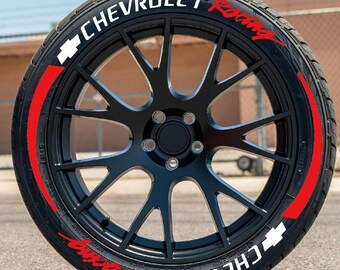 Chevrolet Racing Stripe Permanent Sticker Tire Stickers Tire Letters 1.25'' For All 4 Tires 8pcs