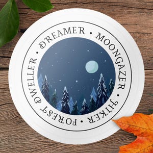 Pegatinas para excursionistas, amantes de la naturaleza, amantes de la naturaleza, observadores de la luna y las estrellas, soñadores, acampadas, senderismo, decoración de autocaravanas y papelería forestal.