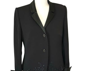 Vintage Sunny Choi Seide Perlen Besondere Anlässe Blazer Frauen 10 Olive