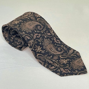 VTG Robert Talbott for W. A. King Company Necktie | Black Paisley Silk Tie | EUC