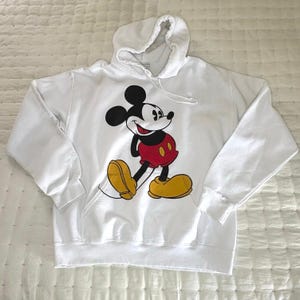 Vintage Disney Mickey Mouse Hoodie Men's L White Fleece image 1