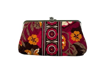 Vera Bradley Double Kisslock Clutch Wallet in Carnaby Floral Retired 2009