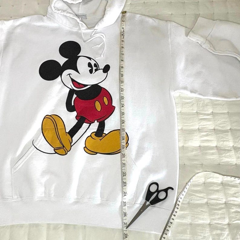Vintage Disney Mickey Mouse Hoodie Men's L White Fleece image 5