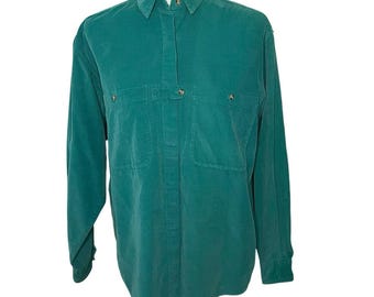 Vintage Gap Clothing Co. Green Corduroy Shirt Women’s M Long Sleeve Button Up