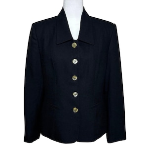 Amanda Smith Vintage Blazer Women's 10 Black Corpcore Office Classic Traditional