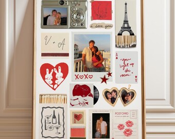 Editable Matchbox Template: Retro Collage Poster (Anniversary Gift, Wedding Gift, Digital Download)