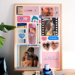 Modèle d&#39;art boîte d&#39;allumettes rose et bleu : art mural amour personnalisable (téléchargement numérique)