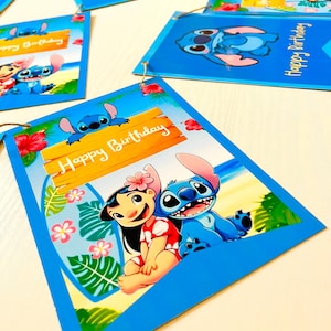 Banner de cumpleaños de Lilo y Stitch: Decoración para fiesta tropical