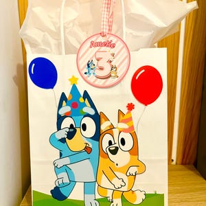 Personalized Bluey and Bingo Birthday Favor Bags - Custom Name & Age Included