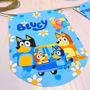 Bluey, Bingo and Family Party Banner.