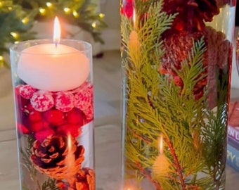 Set of 6 floating candles, holiday centerpiece, Christmas decor, holiday wedding, Christmas party, 3&quot; floating candles, 5 hour burn time