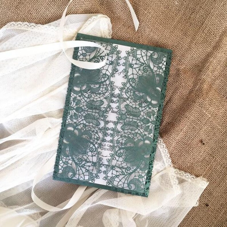 Sample Laser Cut Wedding Invitation Lace Shimmer Paper Etsy