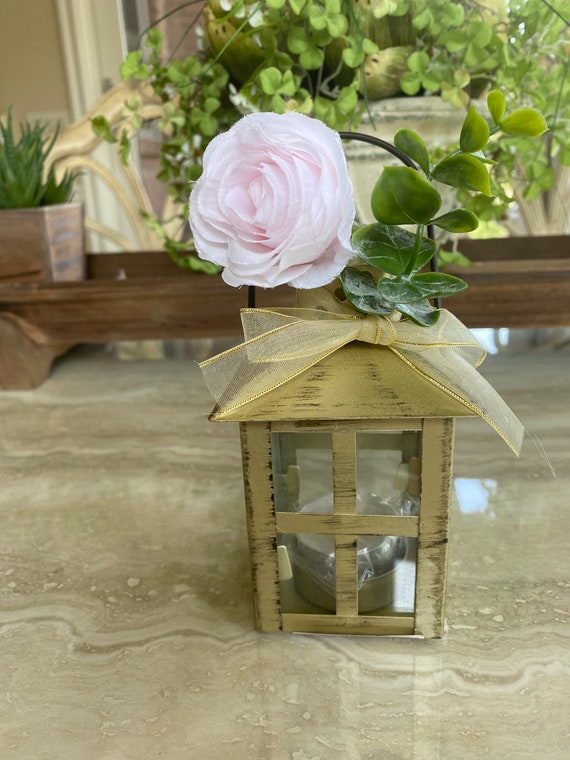 Set of 100 Gold Candle Mini Lanterns Floral Ribbon Wedding Etsy