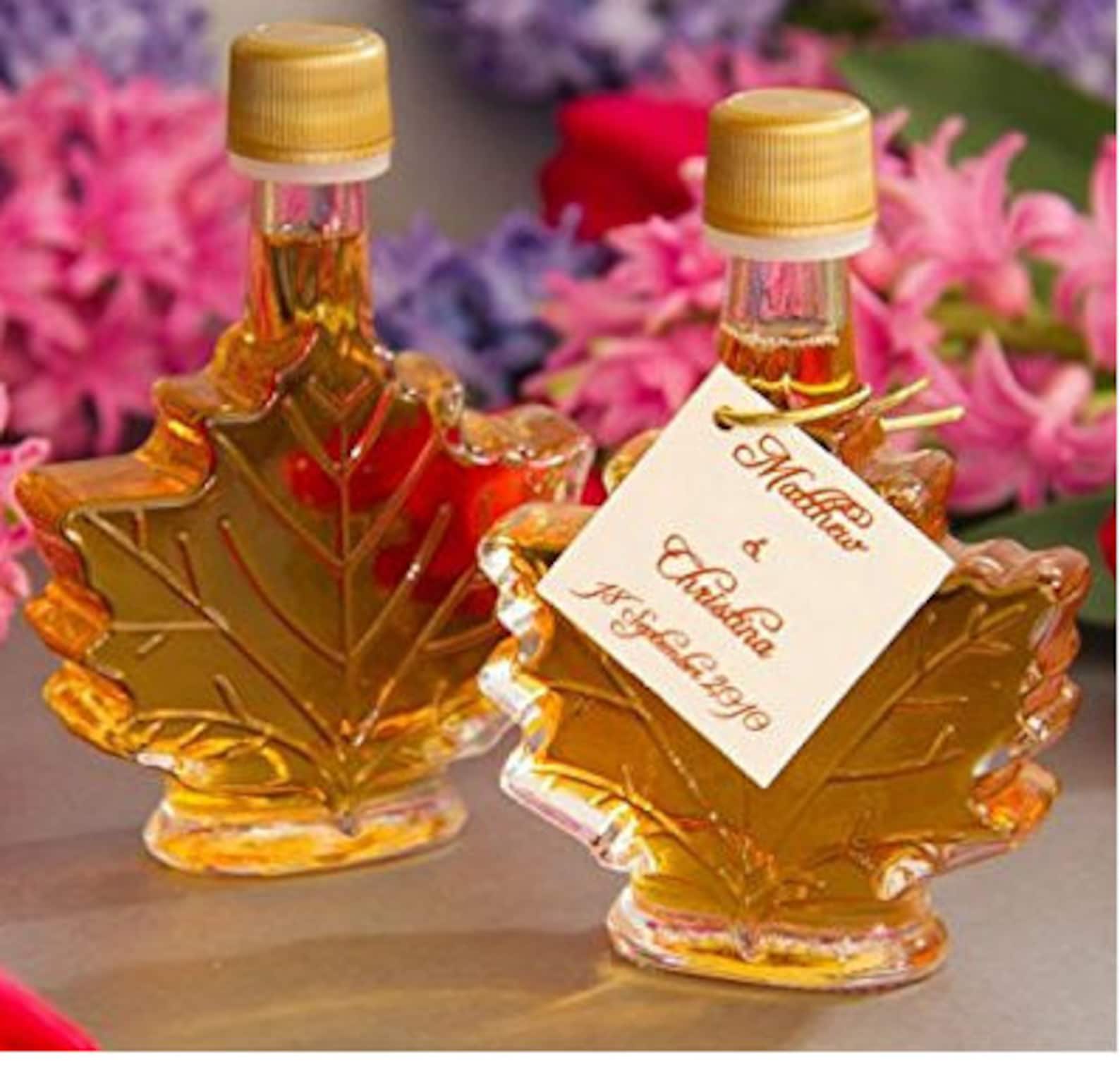 Set of 48 Glass Maple Leaf Bottles, Favors, Maple Syrup, Autumn, Fall Set of 48 Glass Maple Leaf Bottles, Favors, Maple Syrup, Autumn, Fall
