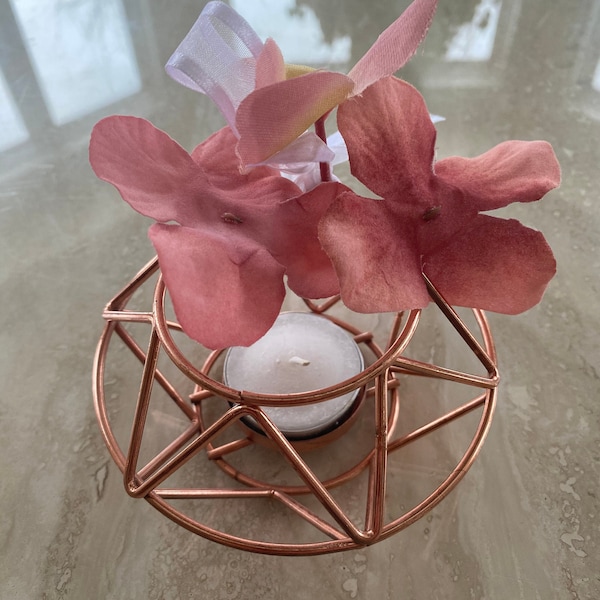 Set of 12 DIY Rose Gold geometric candle holder, votive, tea light, lantern, wedding centerpiece, wedding favor, unique, elegant, decoration