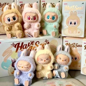 Labubu Plush Doll with Grumpy Smile | Labubu Doll V3 Kawaii Collectible Vinyl Figure | Trendy Labubu Blind Box | Unique Surprise Gift