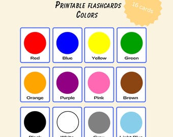 Farben Karteikarten zum Ausdrucken | 16 Farbkarten für Kinder | Vorschule & Kleinkind Lernen | Sofort Download