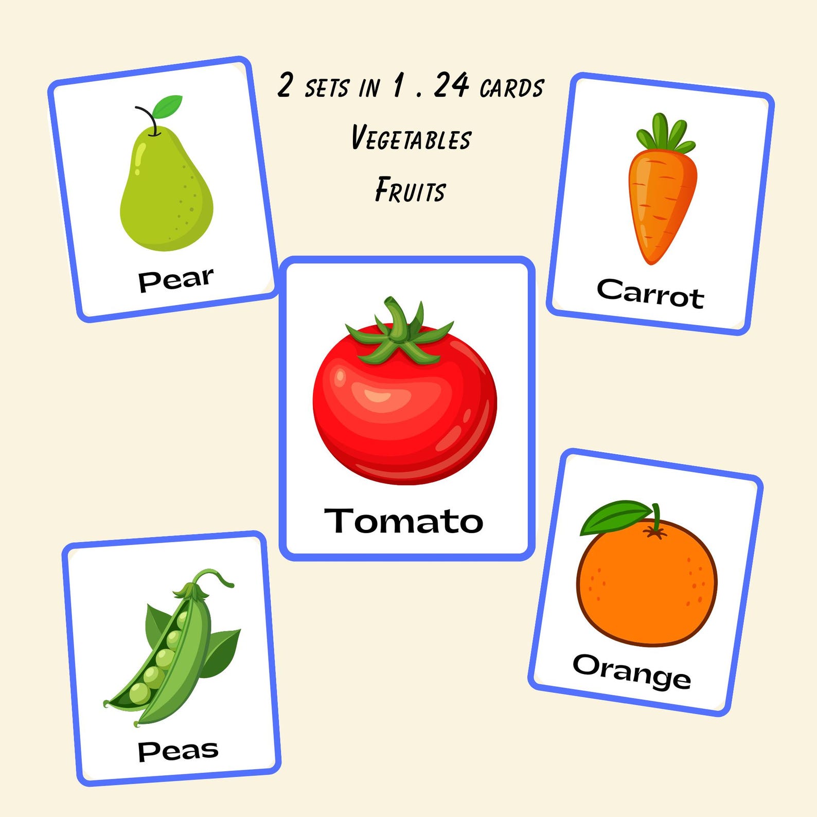 Fruits and Vegetables Flashcards Bundle | 24 Printable Food Cards ...