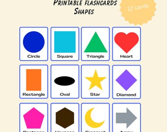 Shapes Flashcards Printable | 12 Shape Cards for Kids | Preschool & Toddler Learning | Instant Download
