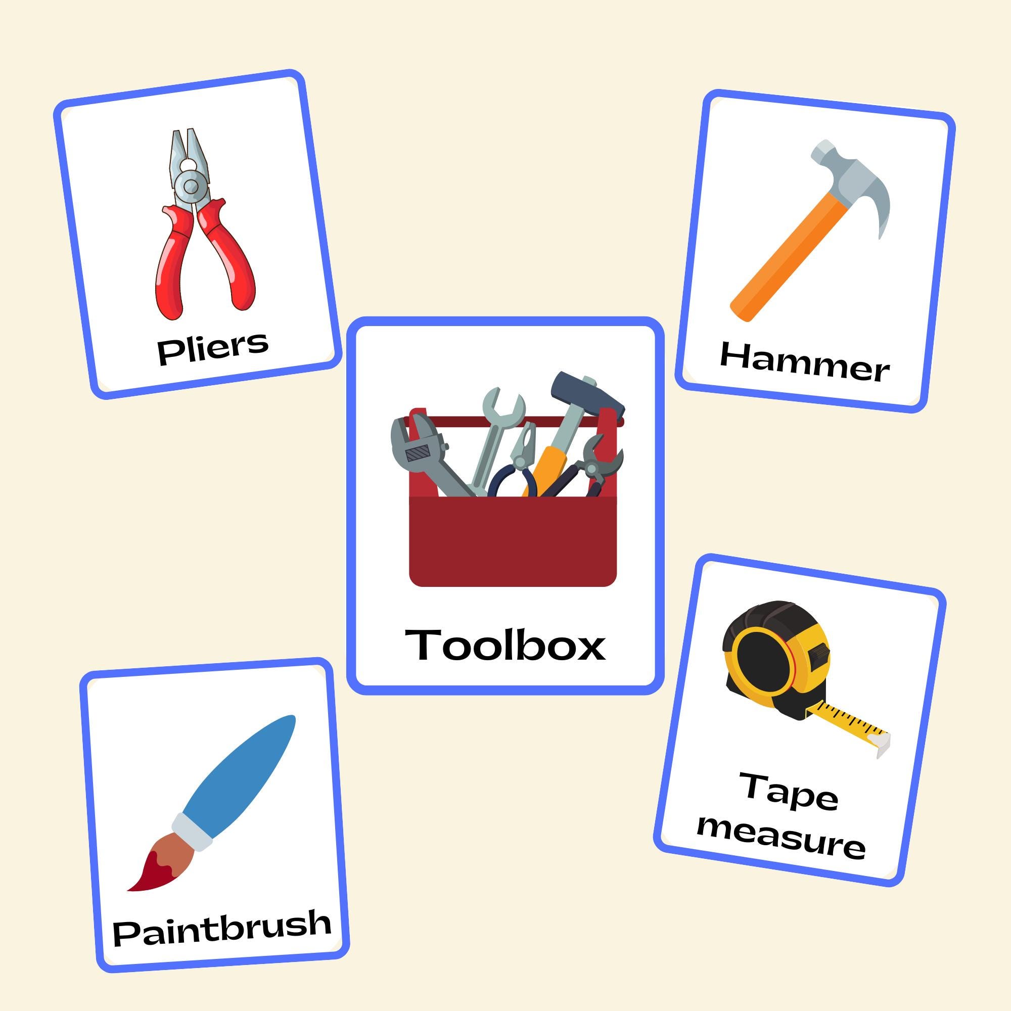 Tools Flashcards for Kids Printable | Construction Tool Cards ...