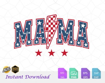 Retro American Mama 4th of July PNG, USA Flag (Digital Download)