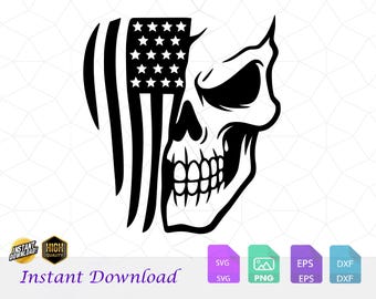 American Flag Skull SVG PNG, Patriotic USA Art (Digital Files)