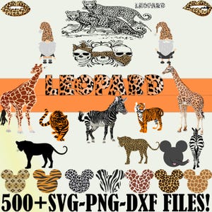 Animal Print SVG Bundle, Animal Print PNG Bundle, Animal Print Clipart, Leopard Print Svg, Cheetah Print Svg, Tiger Print Svg, Cow Print Svg