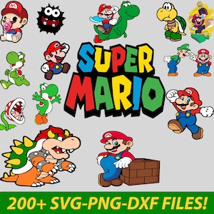 200+ Super Mario SVG Bundle for Cricut and Sublimation, Mario Cut Files, Mario Clipart, Super Mario Font, Mario PNG, Printable mario