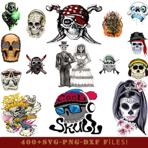 Funny Sarcastic Skulls SVG Bundle: 400 Designs, Adult Humor