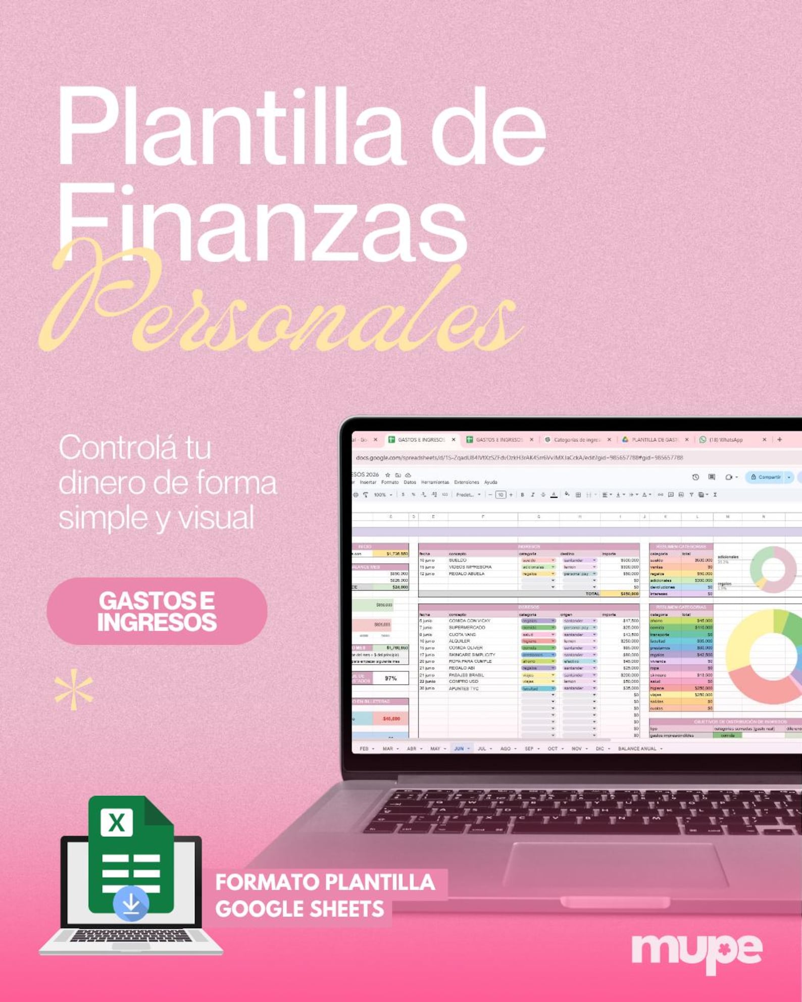 Planilla de Finanzas Personales | Control Total Mensual | Plantilla de ...