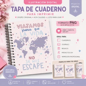 Ilustración digital | Diseño para cuaderno, póster o tarjeta | Travel Notebook Cover | Printable Journal Cover | Download for Notebooks