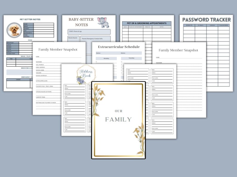 Home Management Binder - Blue Floral - Etsy
