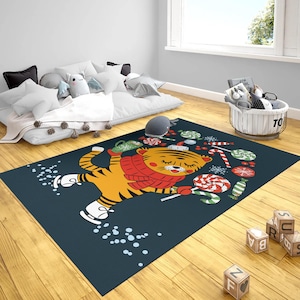 Handmade Cat Rug,Cat Rug,  Minimal Pet Decor, Cat Furniture, Playroom Nursery Mat, Kids Rug,cat rug for kids,Child friendly pet rug  co033