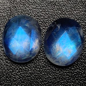 Rainbow Moonstone Pair: Faceted Oval Gemstones, 10x12mm