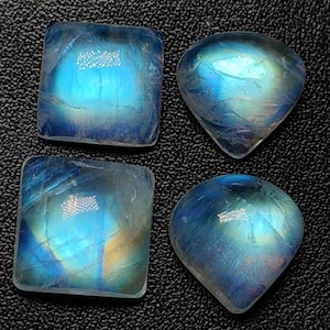 Rainbow Moonstone Cabochon Lot: Handmade Gemstone Mix, 36.50 Ct