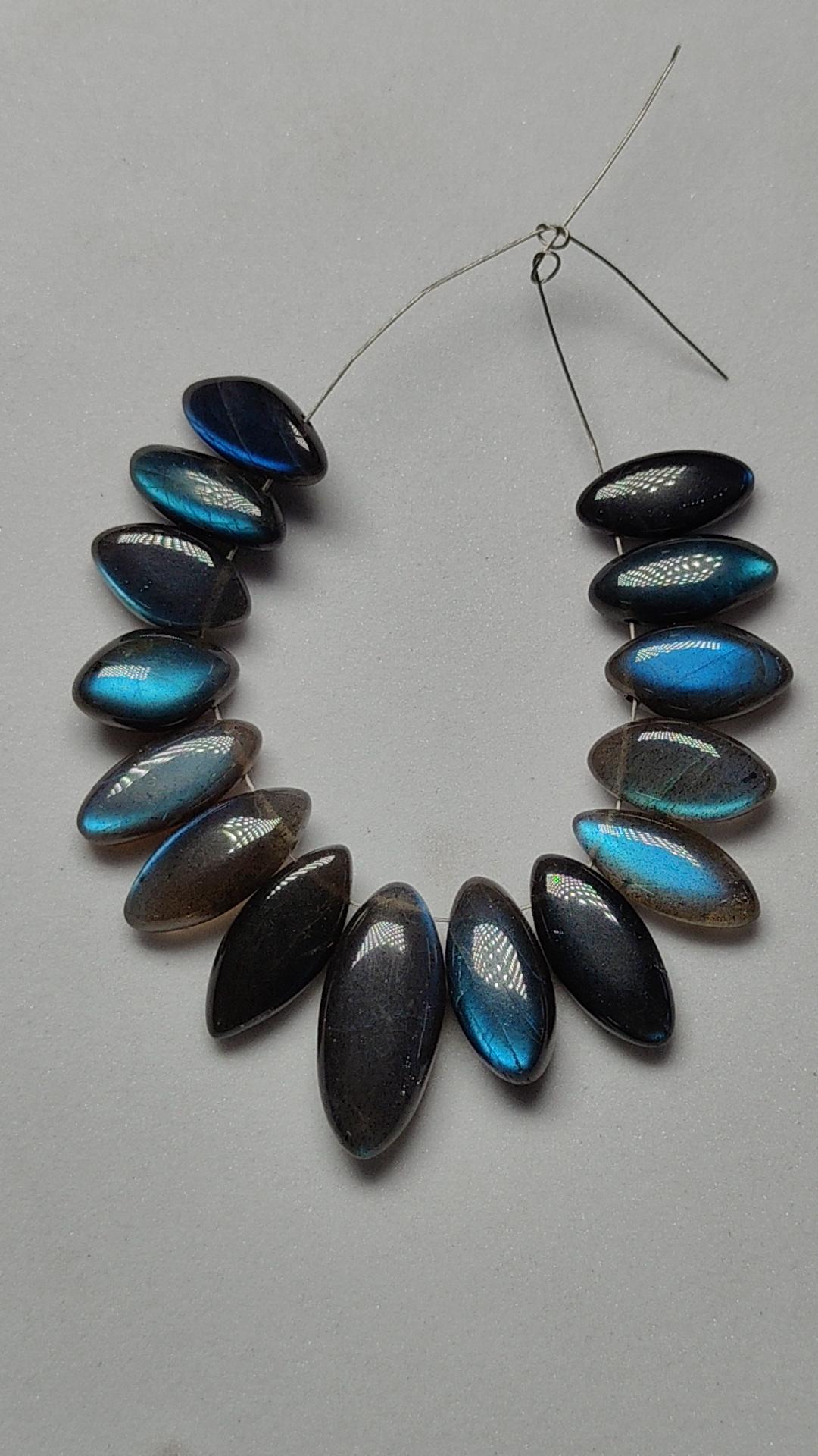 Natural Labradorite Gemstone Beads Strand - Marquise Faceted 10x5-24x9mm - AAA Quality