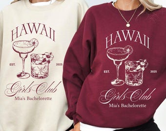 Sudadera personalizada para despedida de soltera: cuello redondo para viaje de chicas - Hawái, Bride Squad