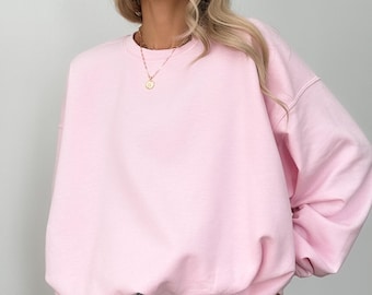 Unisex Cotton Blend Sweatshirt, Cozy Oversized Crewneck Pullover