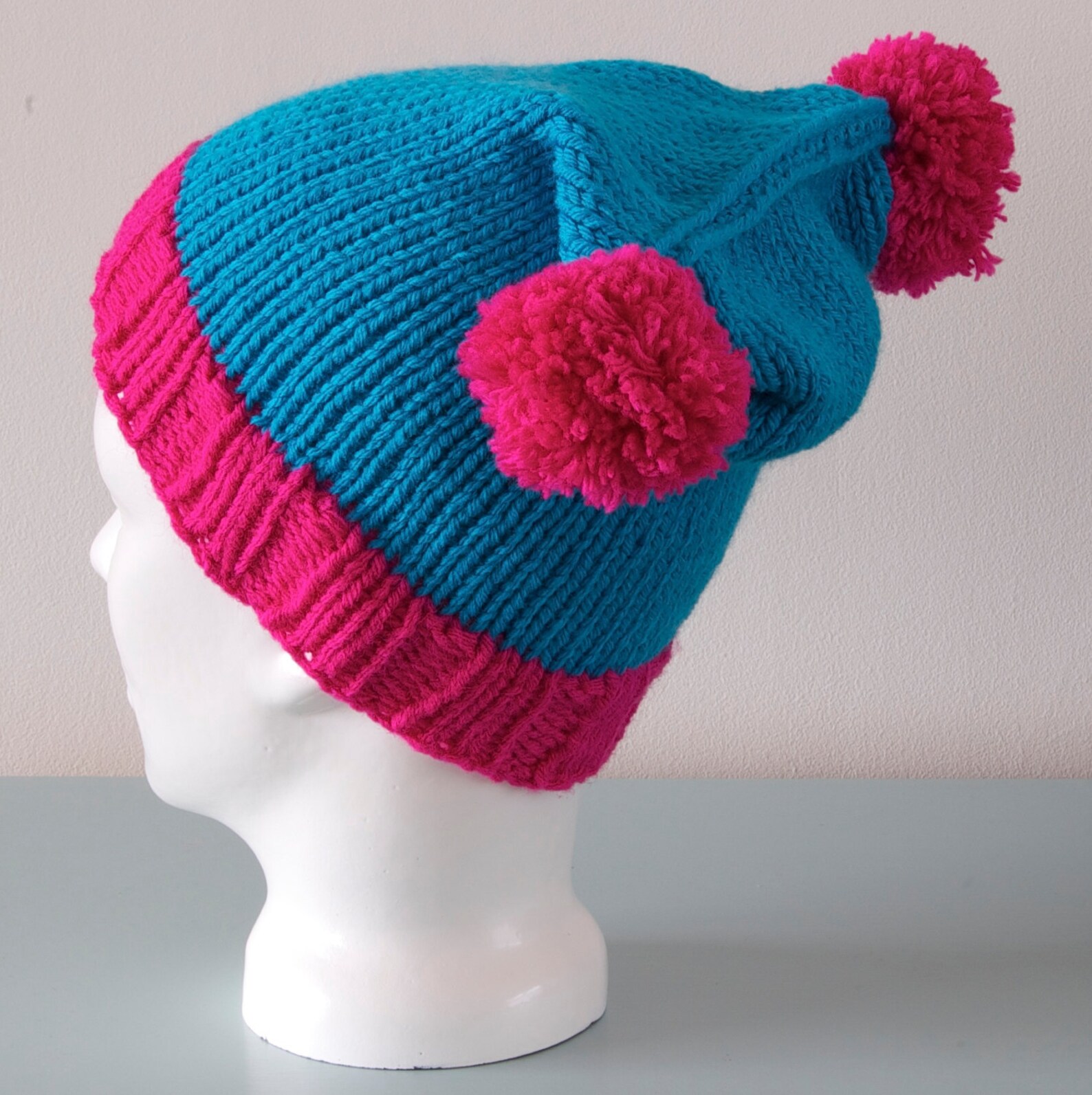 Blue Tindra Double Pom Pom Hat