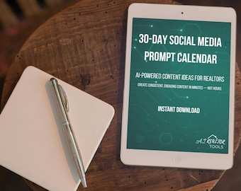 30-Day Social Media Prompt Calendar for Realtors | AI-Powered Real Estate Content Planner | ChatGPT Prompts PDF