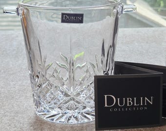 Shannon by Godinger Dublin Collection Crystal Ice Bucket with Handles New in Box