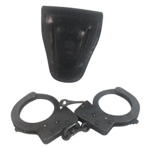 Vintage American Handcuff Co Fond du Lac Wis Handcuffs with S&W B70 Leather Case