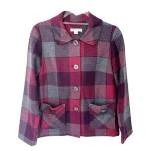 Pendleton 49Er Pure Virgin Wool Plaid Jacket Shirt Women's Small Burgundy Gray