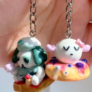 polymer clay charm kawaii keychain donut keychain handmade charm cute clay charm food keyring small gift for her animal charm cute keychain